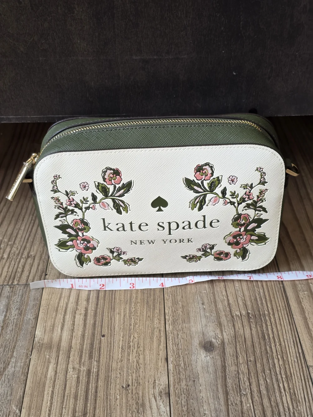 kate spade NWOT Floral Ivory and Olive Crossbody
